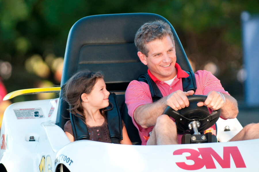 father & daughter on go kart