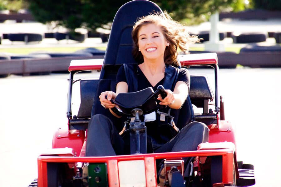 Woman on go kart