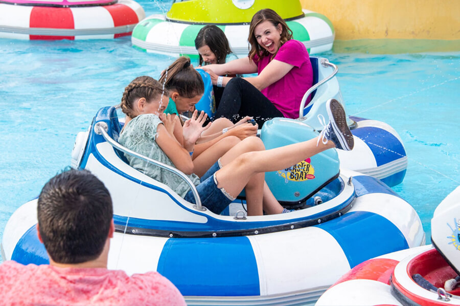 fun times on bumper boat attraction